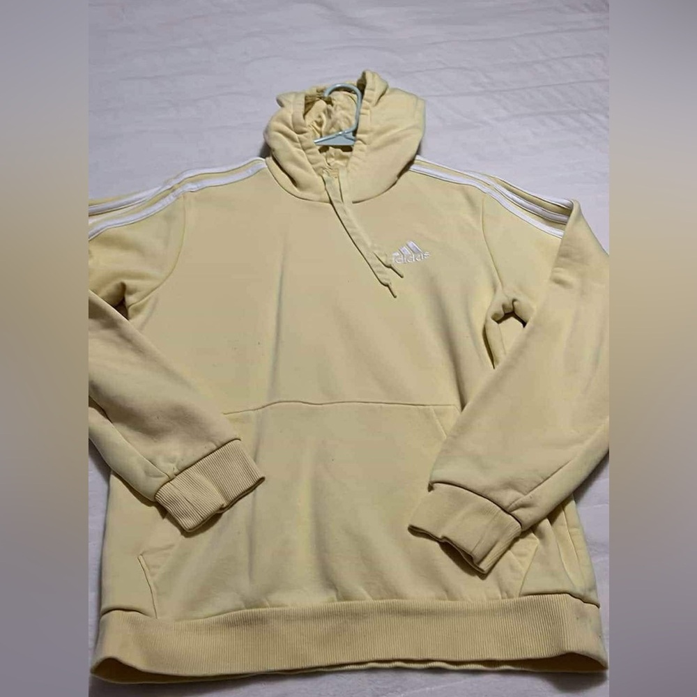 Men's Adidas 3 Stripe Yellow/White Hoodie